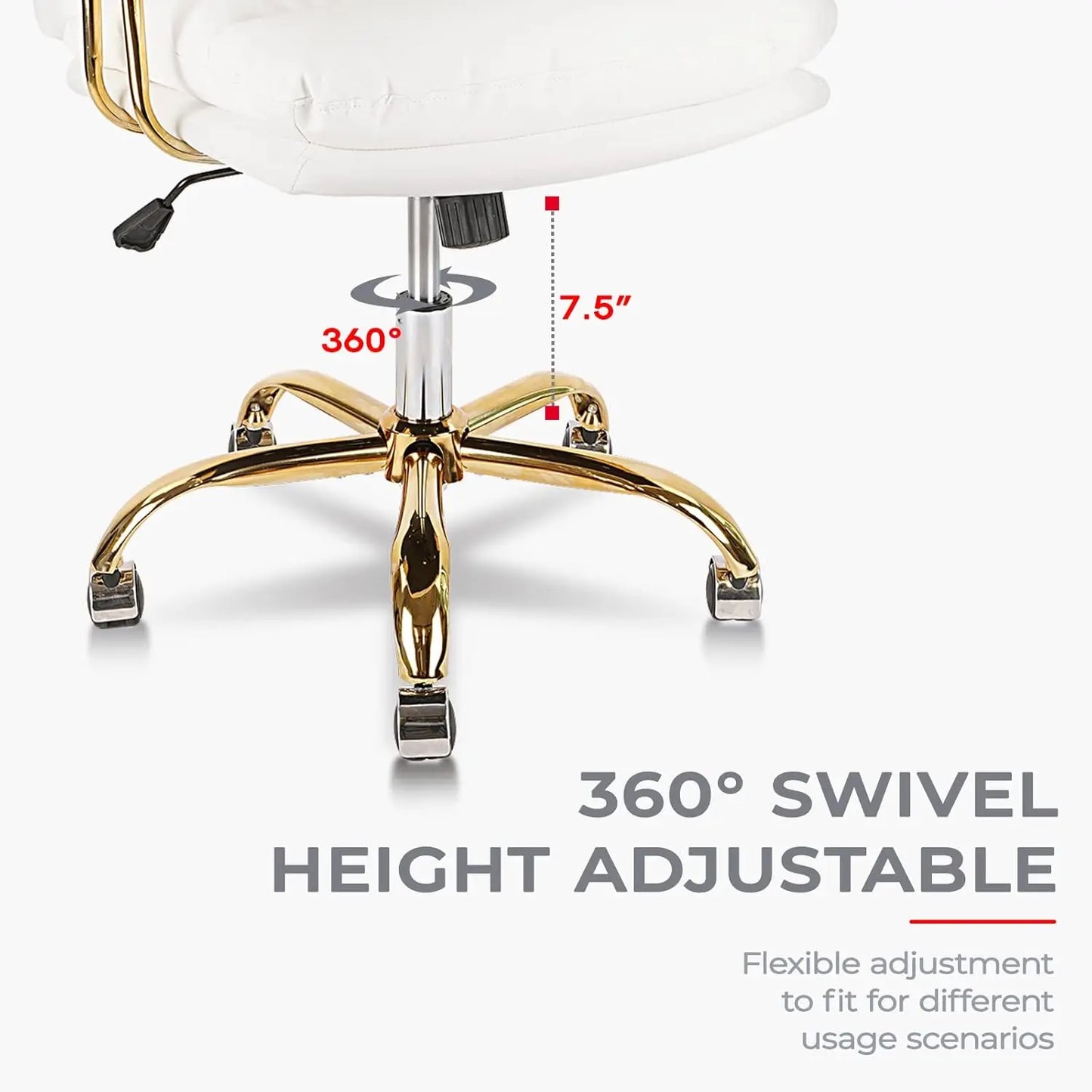 Ergonomic Office Chair for Heavy People, Desk Chairs with Wheels and Arms, Faux Leather Computer Chair for Home Bedroom