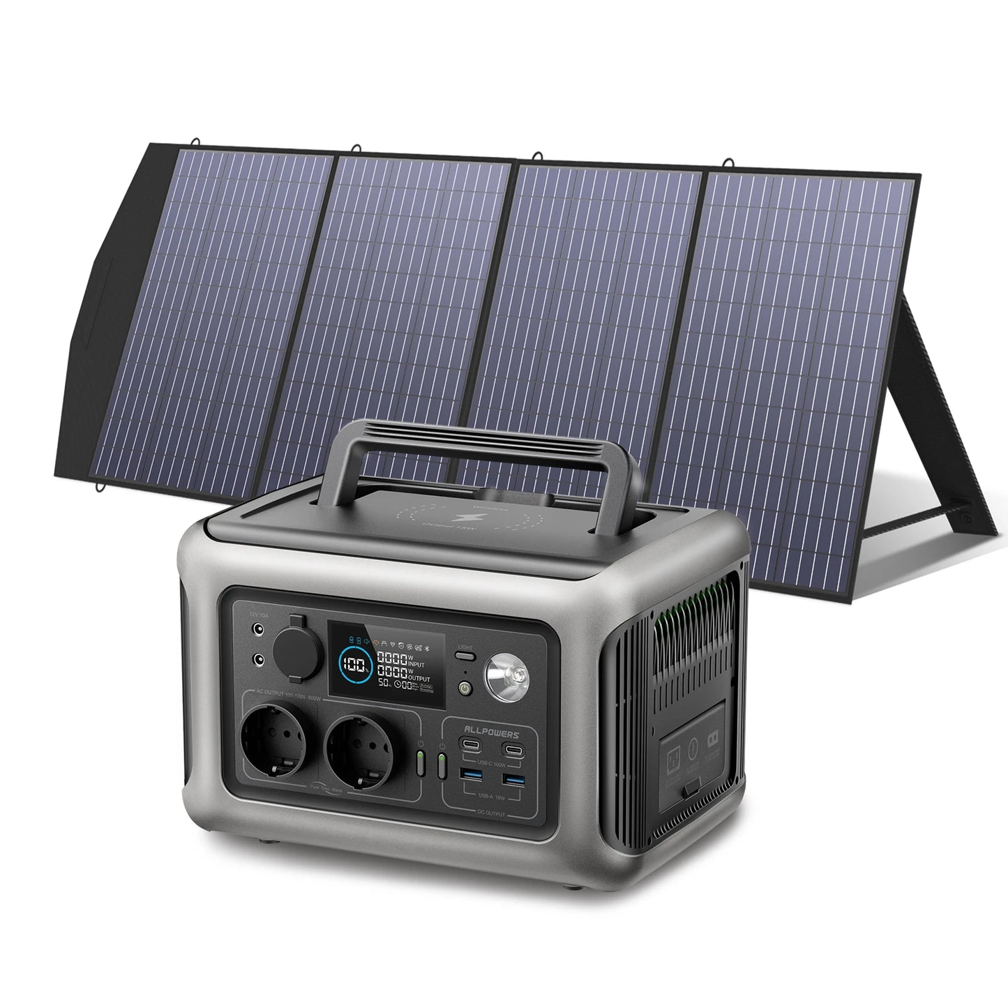 ALLPOWERS R600 Solar Generator with SolarPanel (Optional), 600W 299Wh LiFePO4 Portable Power Station with Solar Charger for Camp