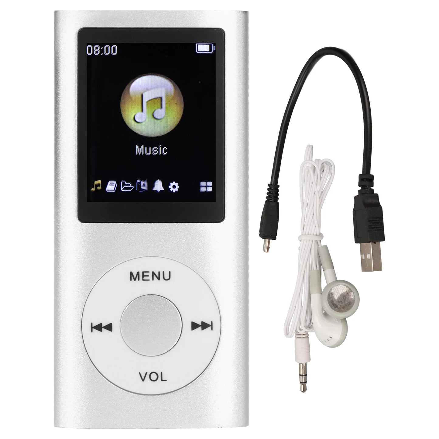 MP3 Player 1.8 Inch LCD Screen Aluminum Alloy Lossless Sound Slim Portable MP3 Music Player 200mAh Built in Battery for Home