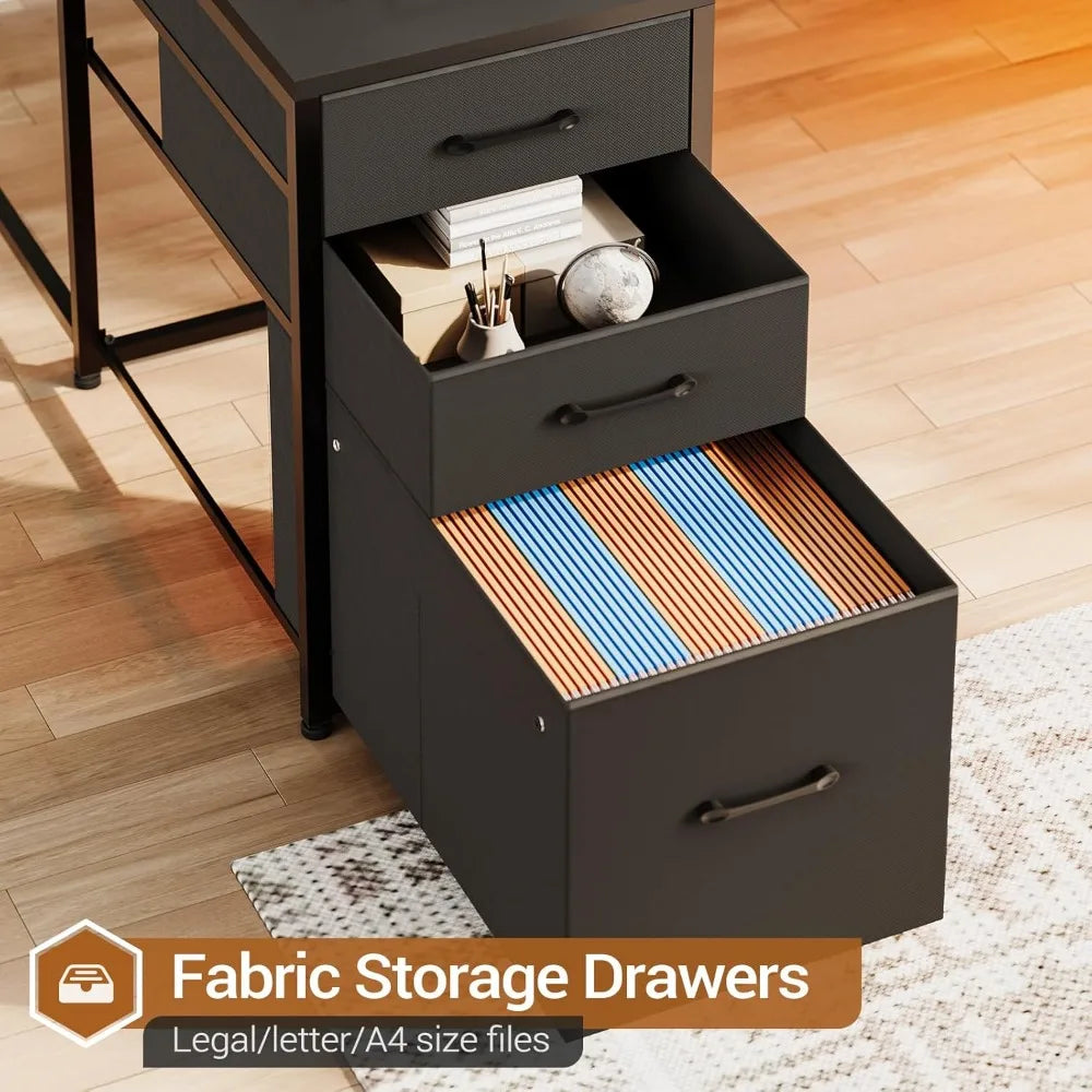 Shaped Gaming Desk, Reversible U Shaped Computer Desk with Power Outlet and Storage Shelves, Corner Gaming Desk,Customized