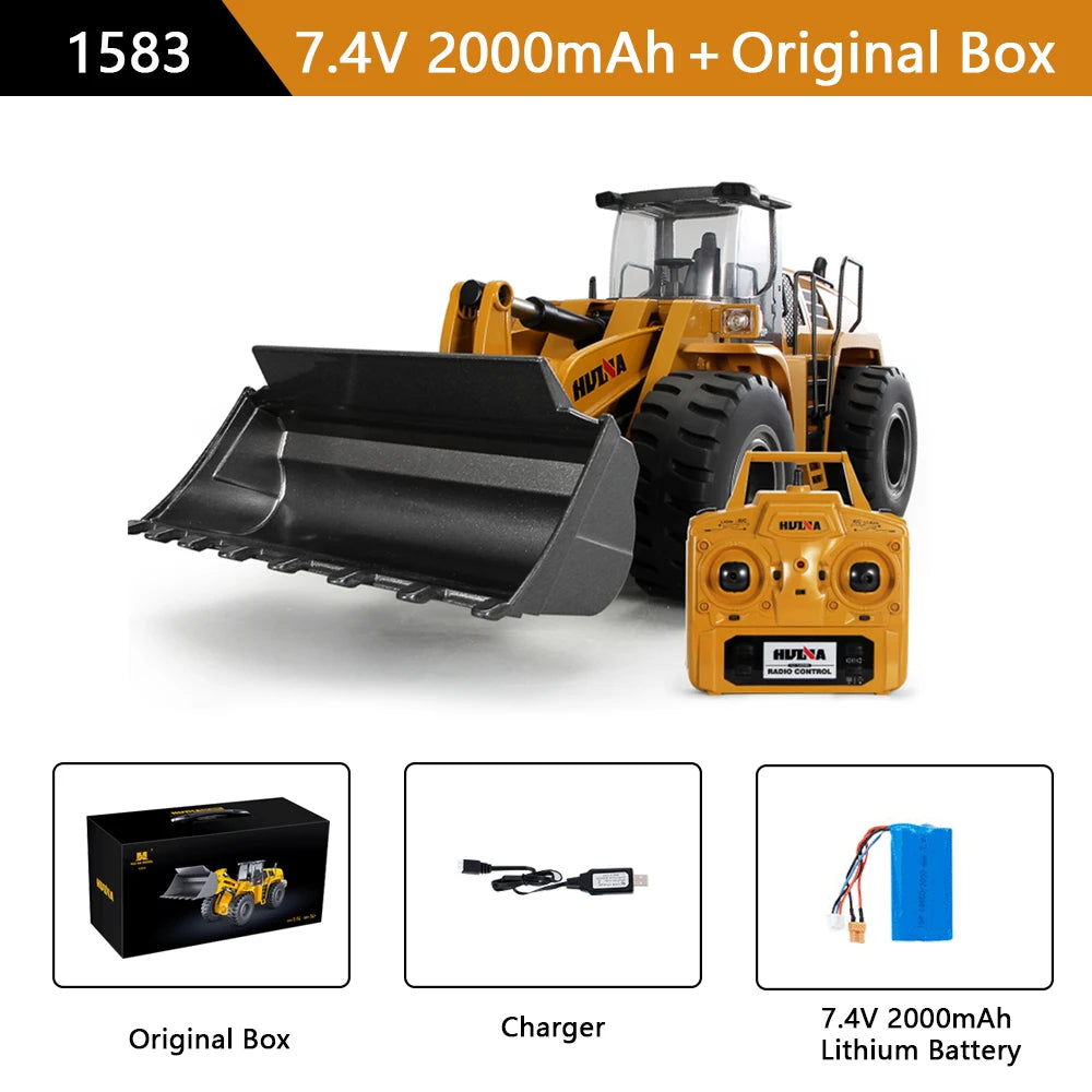 HUINA 22CH 1583 RC Bulldozer 1/14 Semi-Alloy Remote Control Loader Car Engineering Forklift Vehicle Toys for Children