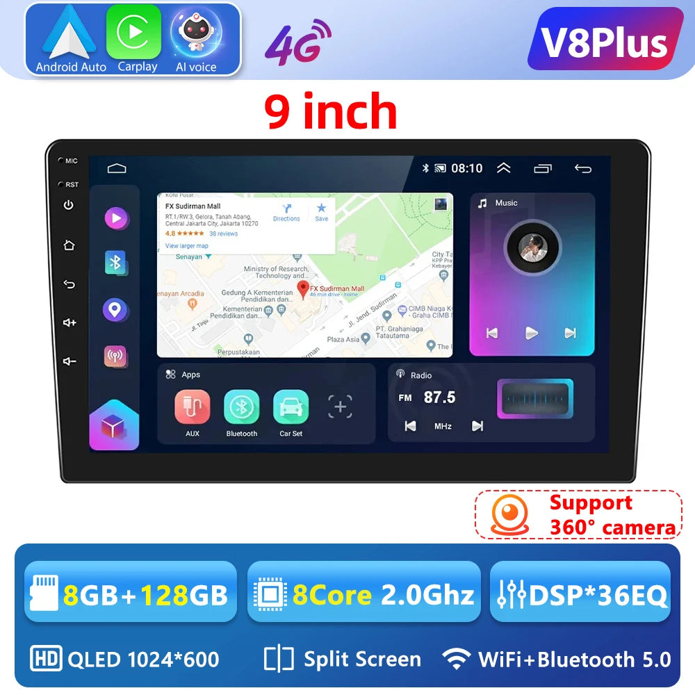 Podofo 8G 128G 2din Car Android Radio Multimedia Player 7/9/10" GPS for Toyota Volkswagen Hyundai Nissan Kia Renault Suzuki Lada
