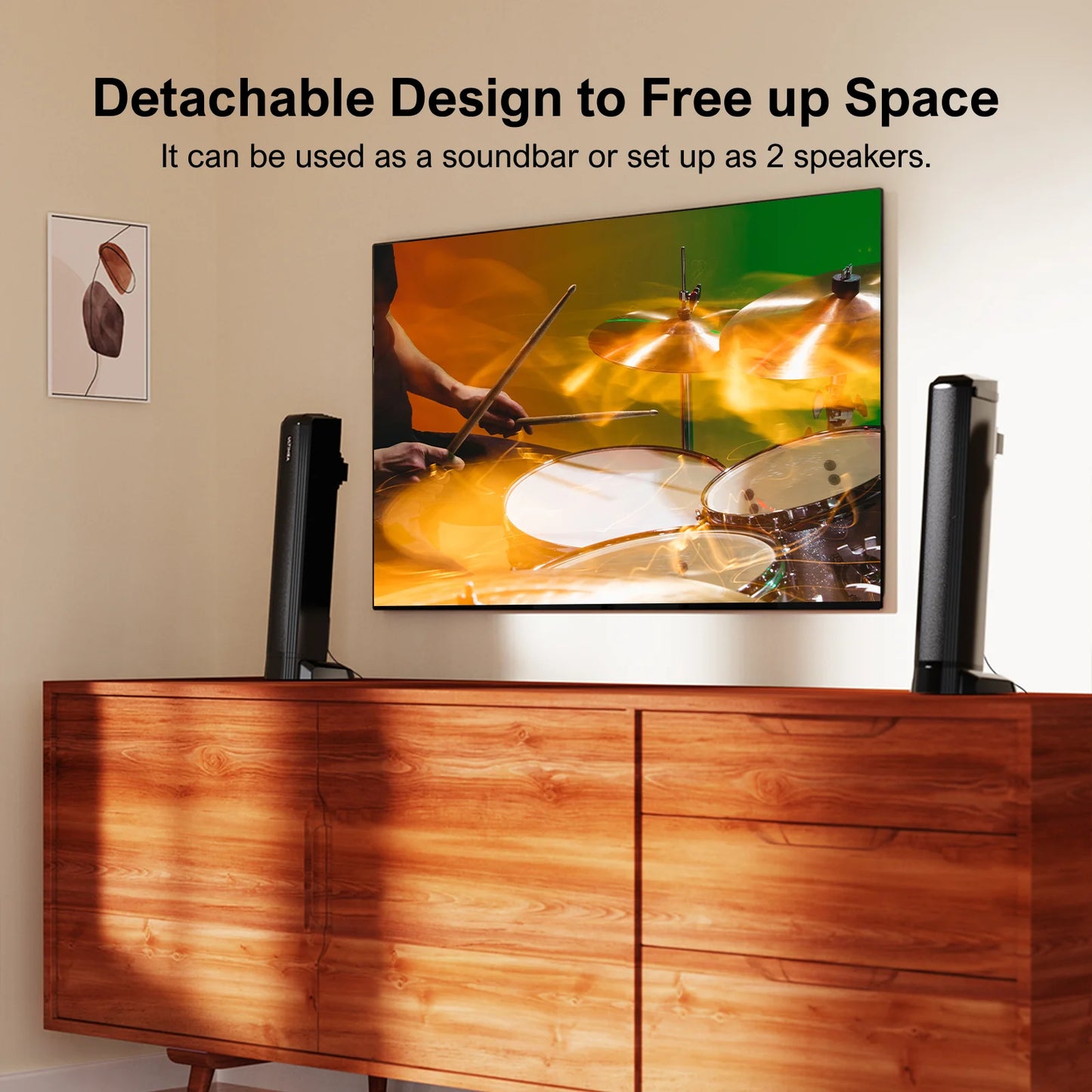 ULTIMEA Apollo S40 2.2ch Soundbar Peak Power 100W, 2-in-1 Detachable Bluetooth 5.3 Soundbar for TV, 3 EQ Modes, Bass Adjustable