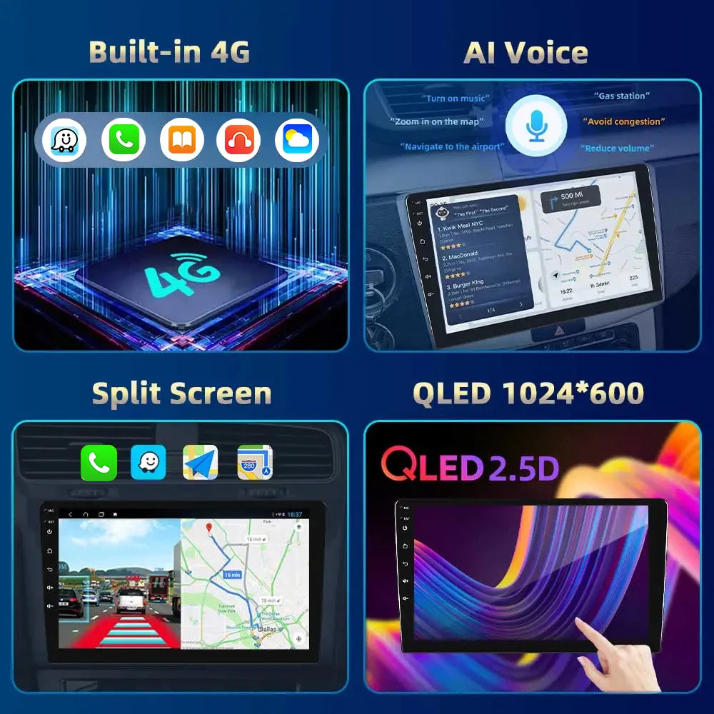 Podofo 8G 128G 2din Car Android Radio Multimedia Player 7/9/10" GPS for Toyota Volkswagen Hyundai Nissan Kia Renault Suzuki Lada