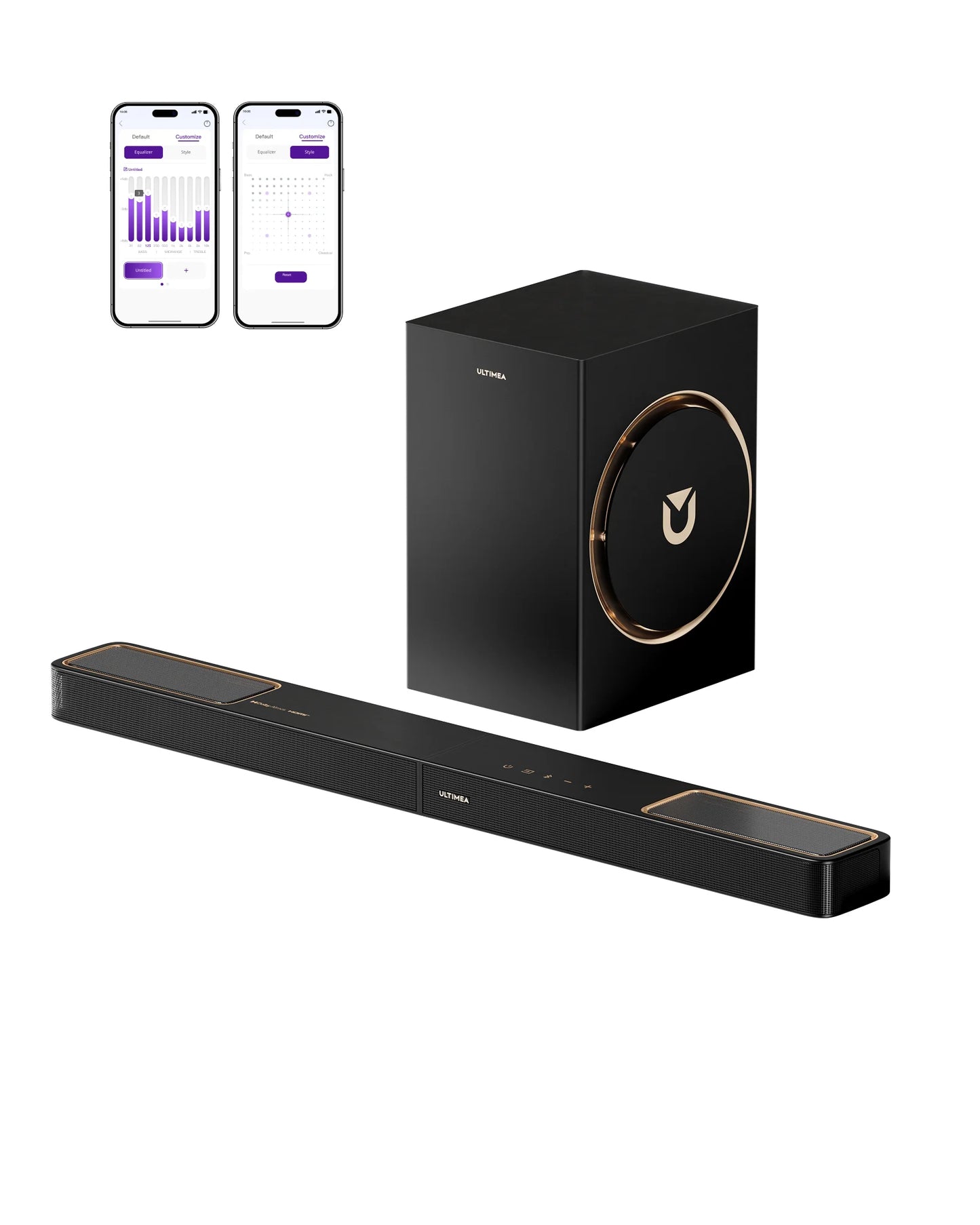 ULTIMEA Skywave F30Boom Soundbar 3.1.2ch Dolby Atmos Sound bar with 5.25'' Wired Subwoofer 300W，Home Theater for TV APP Control