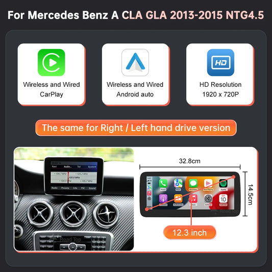RoadTop Wireless CarPlay Android Auto Car Multimedia Linux Touch Screen for Mercedes Benz A B CLA GLA W176 W246 2013-2015 NTG4.5
