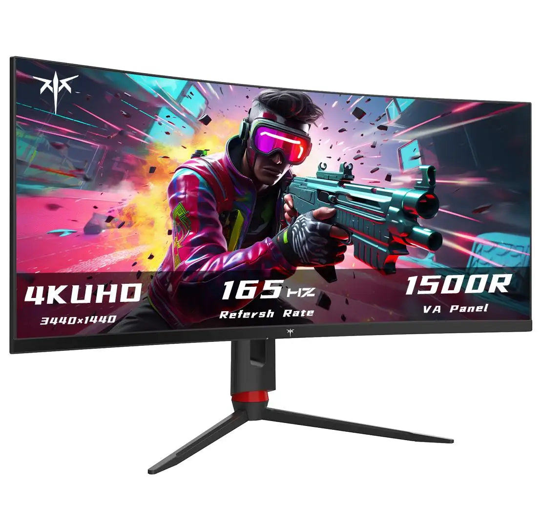 34'' Curved Ultrawide Gaming Monitor 3440x1440p 165Hz, 1500R Curved Monitor, Freesync G-sync, Height/Tilt/Swivel/Pivot, Picture