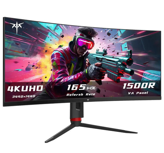 34'' Curved Ultrawide Gaming Monitor 3440x1440p 165Hz, 1500R Curved Monitor, Freesync G-sync, Height/Tilt/Swivel/Pivot, Picture