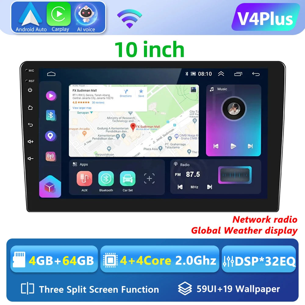 Podofo 8G 128G 2din Car Android Radio Multimedia Player 7/9/10" GPS for Toyota Volkswagen Hyundai Nissan Kia Renault Suzuki Lada