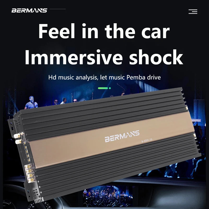 Competition grade 6500W mono car audio amplifier, low distortion, smooth sound quality, 0.5,1 ohm single-stage D high-power car