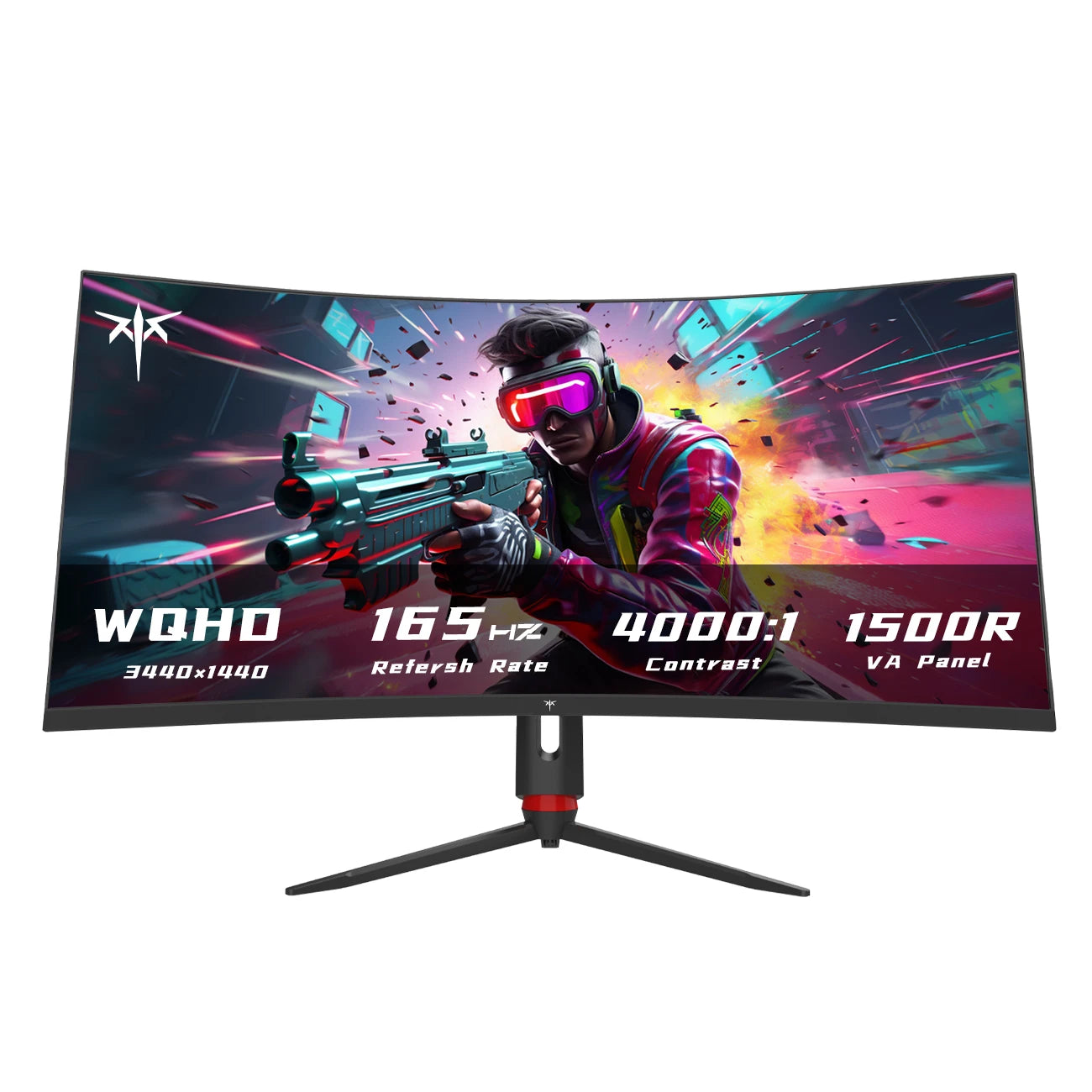 34'' Curved Ultrawide Gaming Monitor 3440x1440p 165Hz, 1500R Curved Monitor, Freesync G-sync, Height/Tilt/Swivel/Pivot, Picture