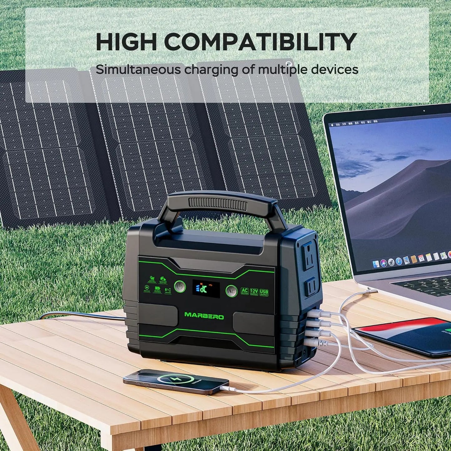 155Wh Solar Generator with 30W Panel, 2 AC Outlets, QC3.0 USB - Portable Power Station for Camping & Home Backup