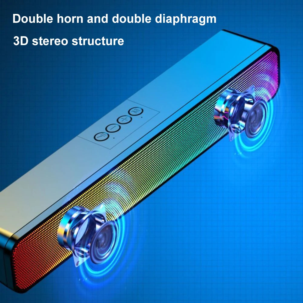 RGB Wireless Speaker Bluetooth HiFi Portable Voice Box For Desk Computer Subwoofer Home Movie Surround Sound Bar Audio Speaker