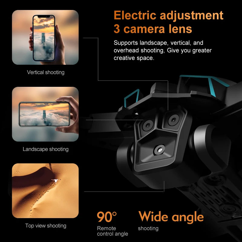 K12 MAX DRONE Three Camera Aerial Photography Brushless Obstacle avoidance Remote Control UAV Quadcopter Toys for Adults Kids