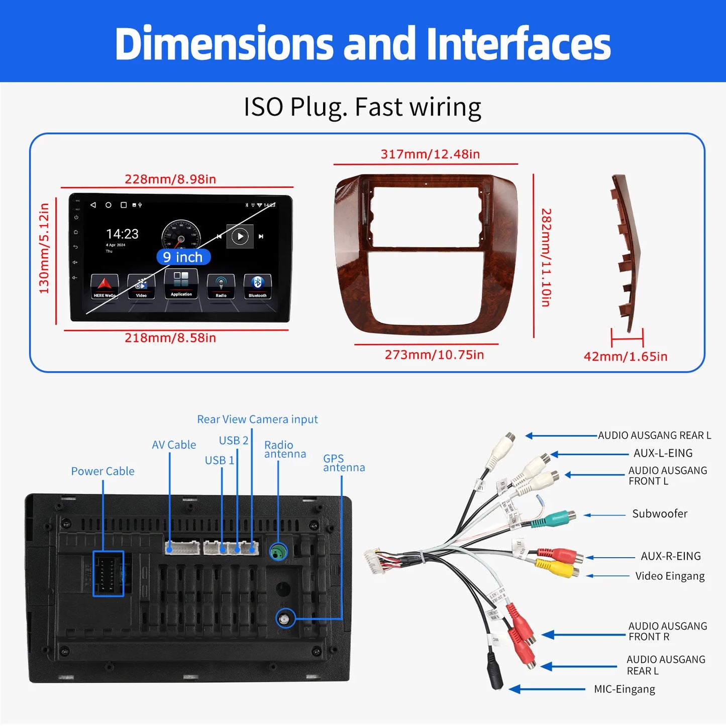 9" For GMC Chevy 2007-2014 Tahoe Suburban Wireless CarPlay Android14 Radio Stereo WiFi GPS Bluetooth Touch Screen SWC+DVR&Camera