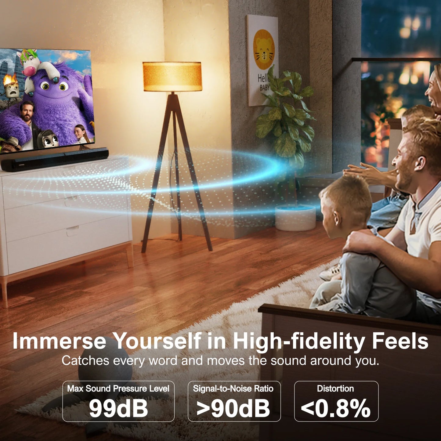 ULTIMEA Apollo S40 2.2ch Soundbar Peak Power 100W, 2-in-1 Detachable Bluetooth 5.3 Soundbar for TV, 3 EQ Modes, Bass Adjustable