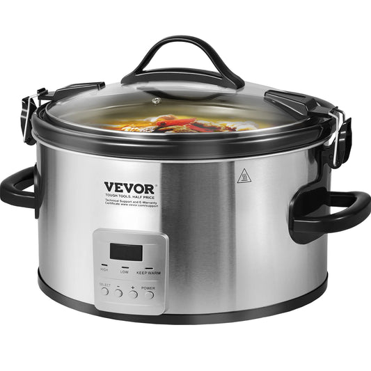 VEVOR Slow Cooker Digital Slow Cookers Locking Lid Ceramic Inner Pot for Home/Commercial Use