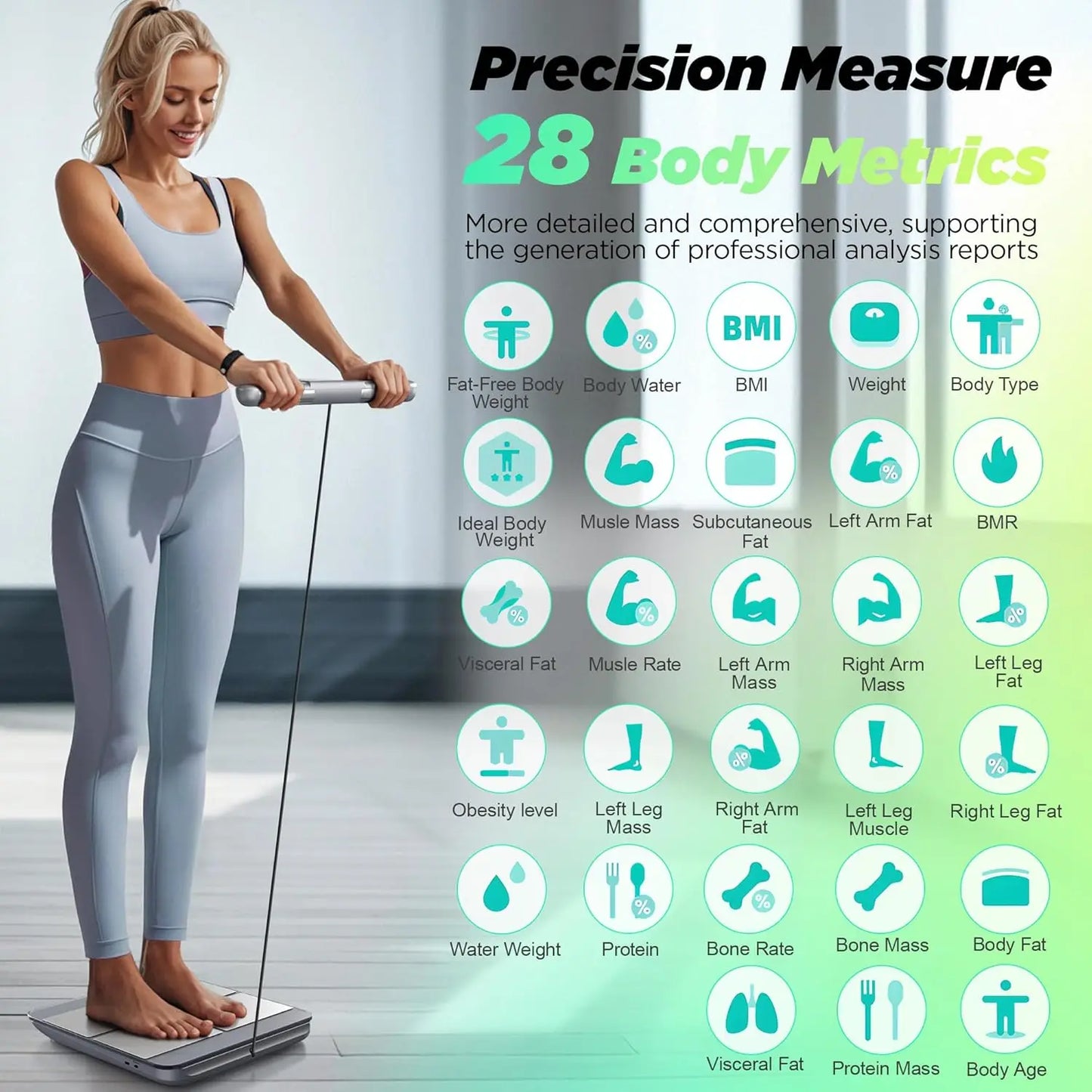 Scale for Body Weight and Fat Percentage,  Precision Digital Smart Scale for BMI 28 Body Composition Measurement