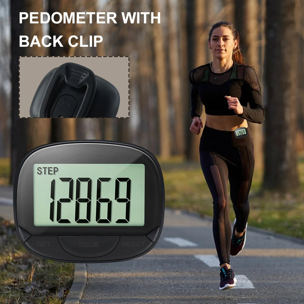 Clip-On Pedometer Step Counter Digital Display Calorie Pedometer Large Screen Multifunctional for Outdoor Sports
