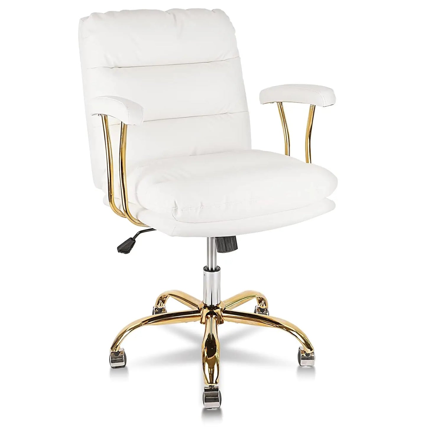 Ergonomic Office Chair for Heavy People, Desk Chairs with Wheels and Arms, Faux Leather Computer Chair for Home Bedroom