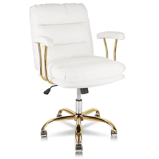 Ergonomic Office Chair for Heavy People, Desk Chairs with Wheels and Arms, Faux Leather Computer Chair for Home Bedroom