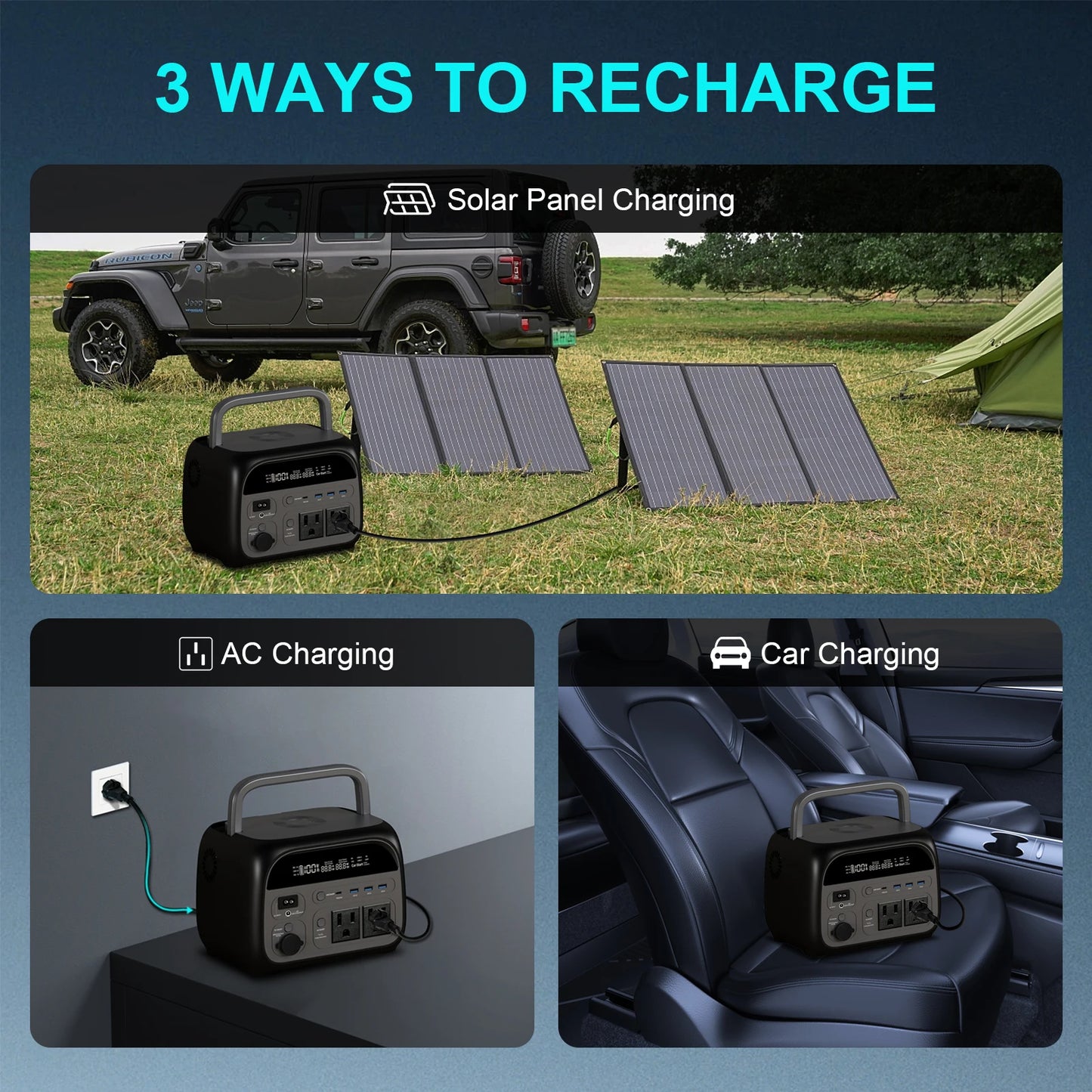 CTOLITY 500W+500W Portable Power Station 345.6Wh Solar Generator LiFePo4 Battery 220V AC Emergency Batteries Home RV Ukraine