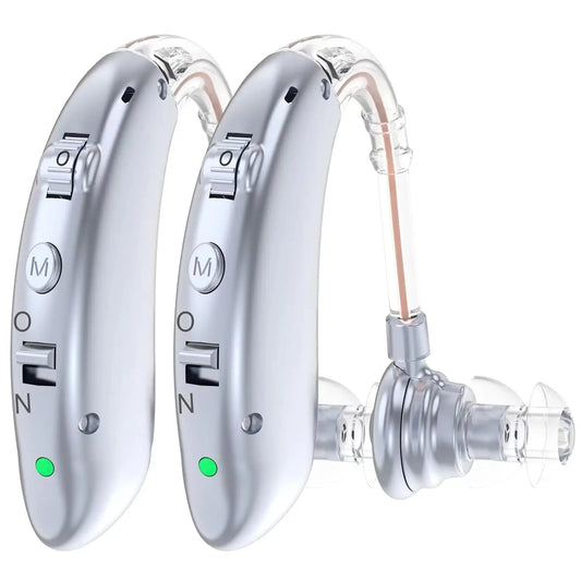 Rechargeable Digital Hearing Aid Adjustable Tone Best Sound Amplifier Portable Deaf Elderly BTE Hearing Aid